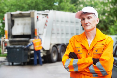 Image showing commercial waste collection vehicle at a business site